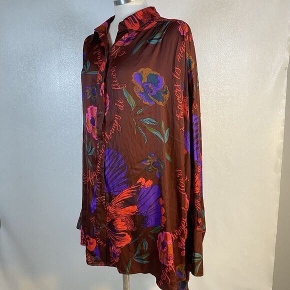 Free People sz L Silky Nights Button Up Tunic - Picture 7 of 15